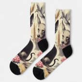 Chaussette Illustration sans couture Retro Xoloitzcuintle (Gauche)