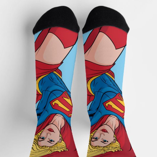 Chaussette Illustration Supergirl volant vers le haut (Haut)