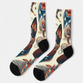 Chaussette Illustration vintage Australian Cattle Dog (Gauche)