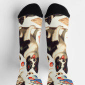 Chaussette Illustration vintage Collie Bordure (Haut)