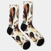 Chaussette Illustration Vintage de chien Papillon (Droite)