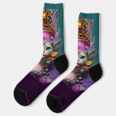 Chaussette Imaginaire Chat Princesse Queen avec Couronne d'or (Gauche)