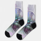 Chaussette Imaginaire coloré Abstrait Fleur fractale moderne (Gauche)