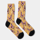 Chaussette Imaginaire Papillon Mauve Crème Iridescente Texté (Droite)