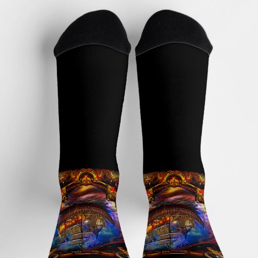 Chaussette Imaginaire Pirate Ship Under Attack through Portho (Haut)