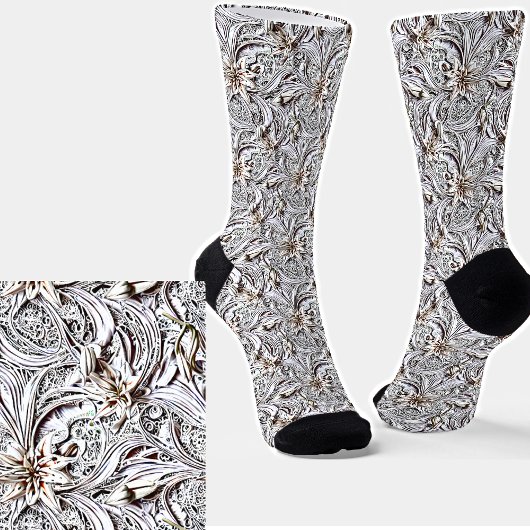 Chaussette Imaginaire Whimsical Lily Filigree blanc