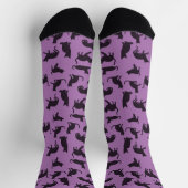 Chaussette Impression de chat violet et noir amusante (Haut)