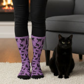 Chaussette Impression de chat violet et noir amusante