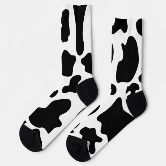 Chaussette Impression de vache noire et blanche (Gauche)
