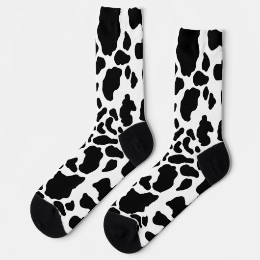Chaussette Impression de vache noire et blanche (Gauche)