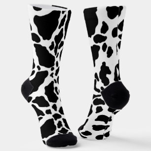 Chaussette Impression de vache noire et blanche