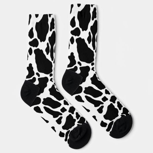 Chaussette Impression de vache noire et blanche (Droite)