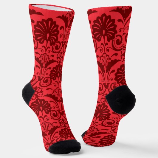 Chaussette impression de ventilateurs rouges et de fioritures (Angulaire)