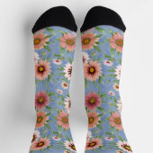 Chaussette Impression florale Bleu et Rose (Haut)