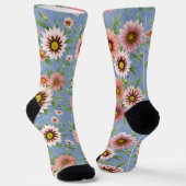 Chaussette Impression florale Bleu et Rose (Angulaire)