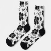 Chaussette Impression florale noir et blanc (Gauche)