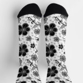 Chaussette Impression florale noir et blanc (Haut)