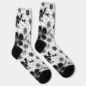 Chaussette Impression florale noir et blanc (Droite)