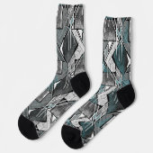 Chaussette Impression géométrique gris clair. (Gauche)