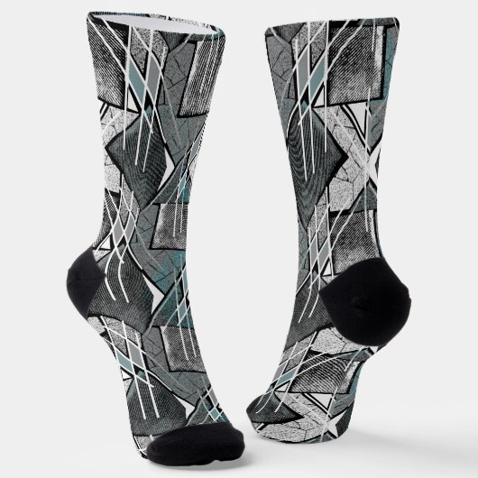 Chaussette Impression géométrique gris clair. (Angulaire)