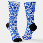 Chaussette Impression Hyacinthe de William Morris, bleu cobal (Angulaire)