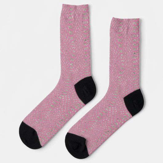 Chaussette Impression serpent argent rose (Gauche)