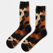 Chaussette Impression vache fausse crème noir marron (Gauche)