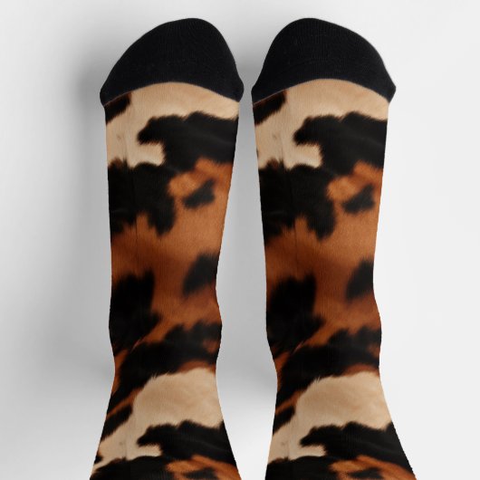 Chaussette Impression vache fausse crème noir marron (Haut)