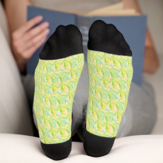 Chaussette Impressionniste Floral Minimaliste Chartreuse (Fond)