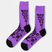 Chaussette imprimé de volutes violettes (Gauche)