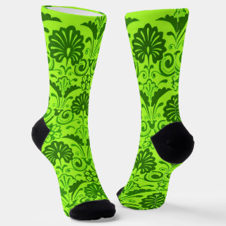 Chaussette Imprimé éventails et volutes vert citron