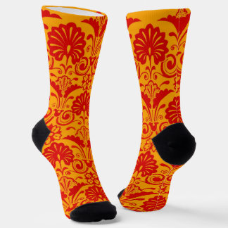 Chaussette imprimé éventails orange et volutes