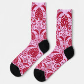 Chaussette imprimé éventails roses et volutes (Gauche)