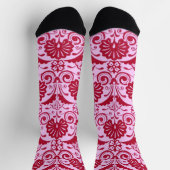 Chaussette imprimé éventails roses et volutes (Haut)