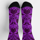 Chaussette imprimé éventails violets et volutes (Haut)