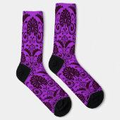 Chaussette imprimé éventails violets et volutes (Droite)