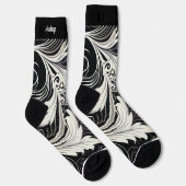 Chaussette Imprimé floral noir et blanc abstrait (Droite)