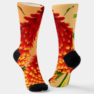 Chaussette imprimé pokers rouge feu