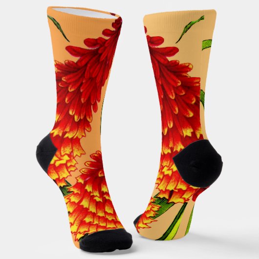 Chaussette imprimé pokers rouge feu (Angulaire)