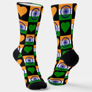Chaussette Inde Drapeau Coeur Motif amusant Indian Pride Chau