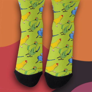Chaussette Indian Ringneck Green Parrot Motif Animaux de comp