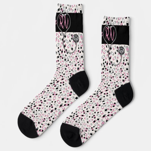 Chaussette Infirmière RN Stethoscope | Chaussettes de pilules (Gauche)