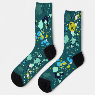 Chaussette Initiales cool vert coloré