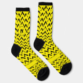 Chaussette Initiales de nom noir et jaune Chevron Loud (Droite)