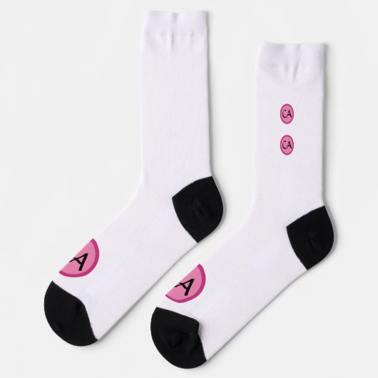 Chaussette Initiales du Monogramme rose moderne Personnalisé  (Gauche)