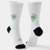Chaussette Initiales et nom en vert sur bulle verte (Angulaire)