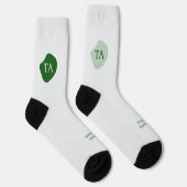 Chaussette Initiales et nom en vert sur bulle verte (Droite)