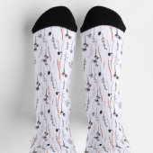 Chaussette Initiales sur Fleurs Noires et Blanches (Haut)