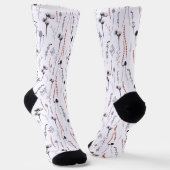 Chaussette Initiales sur Fleurs Noires et Blanches (Angulaire)