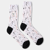 Chaussette Initiales sur Fleurs Noires et Blanches (Droite)